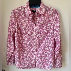 Talbots Pink and White Starfish Button Down Shirt Beach Resortwear Preppy